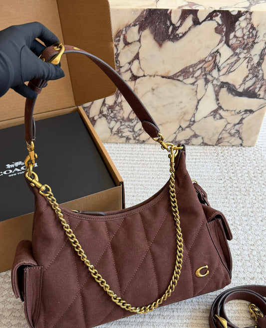 Cuero | Quilted Suede Hobo Bag