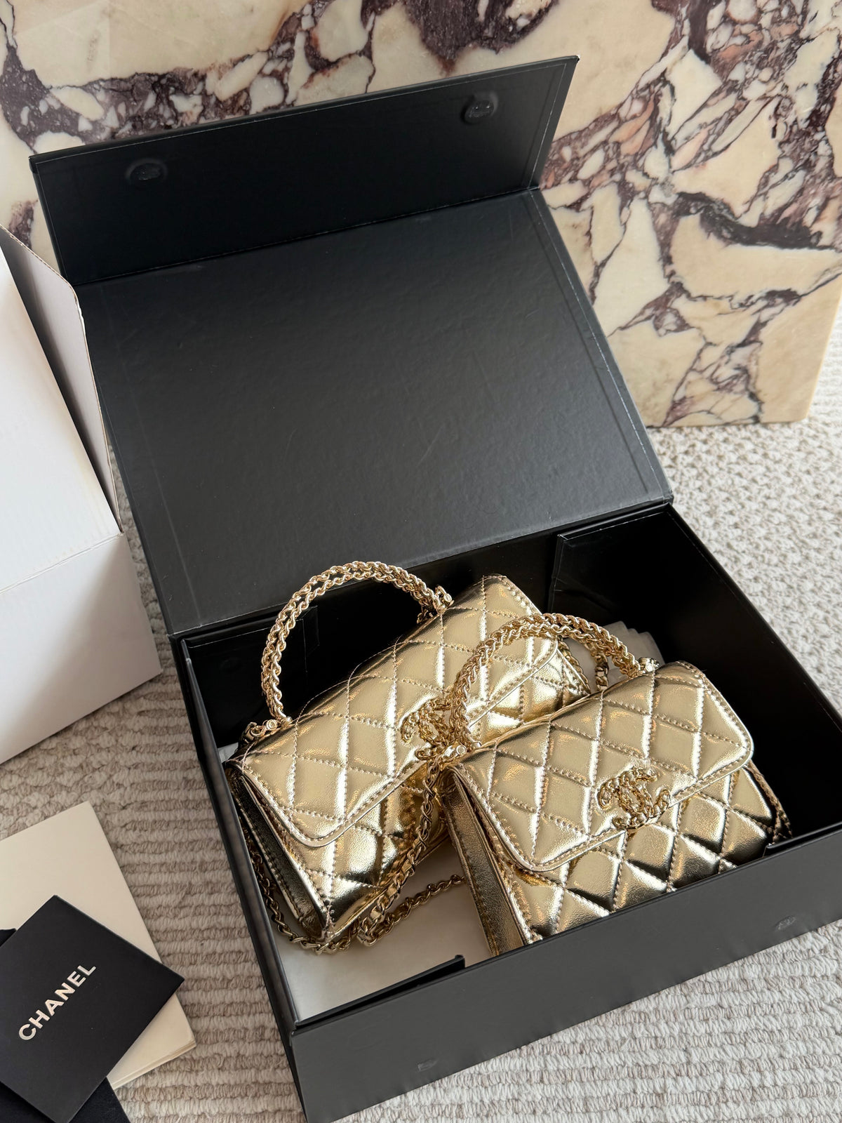 Cuero | Mini Quilted Top Handle Flap Bag - Metallic Gold
