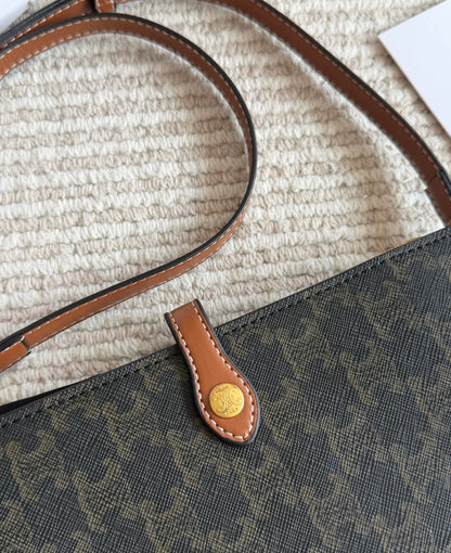 Cuero | Signature Monogram Flap Crossbody Bag - Espresso Monogram