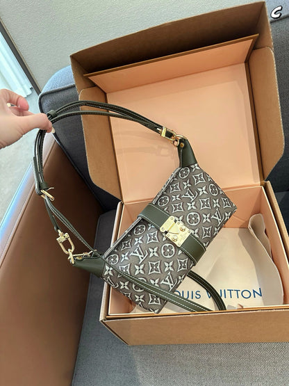 Cuero | Mini Monogram Jacquard Buckle Strap Hobo Bag - Olive Green