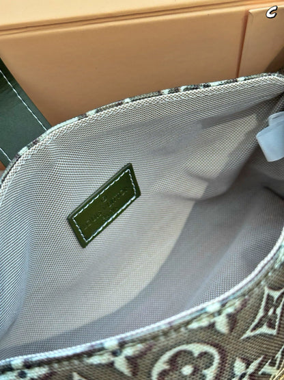 Cuero | Mini Monogram Jacquard Buckle Strap Hobo Bag - Olive Green