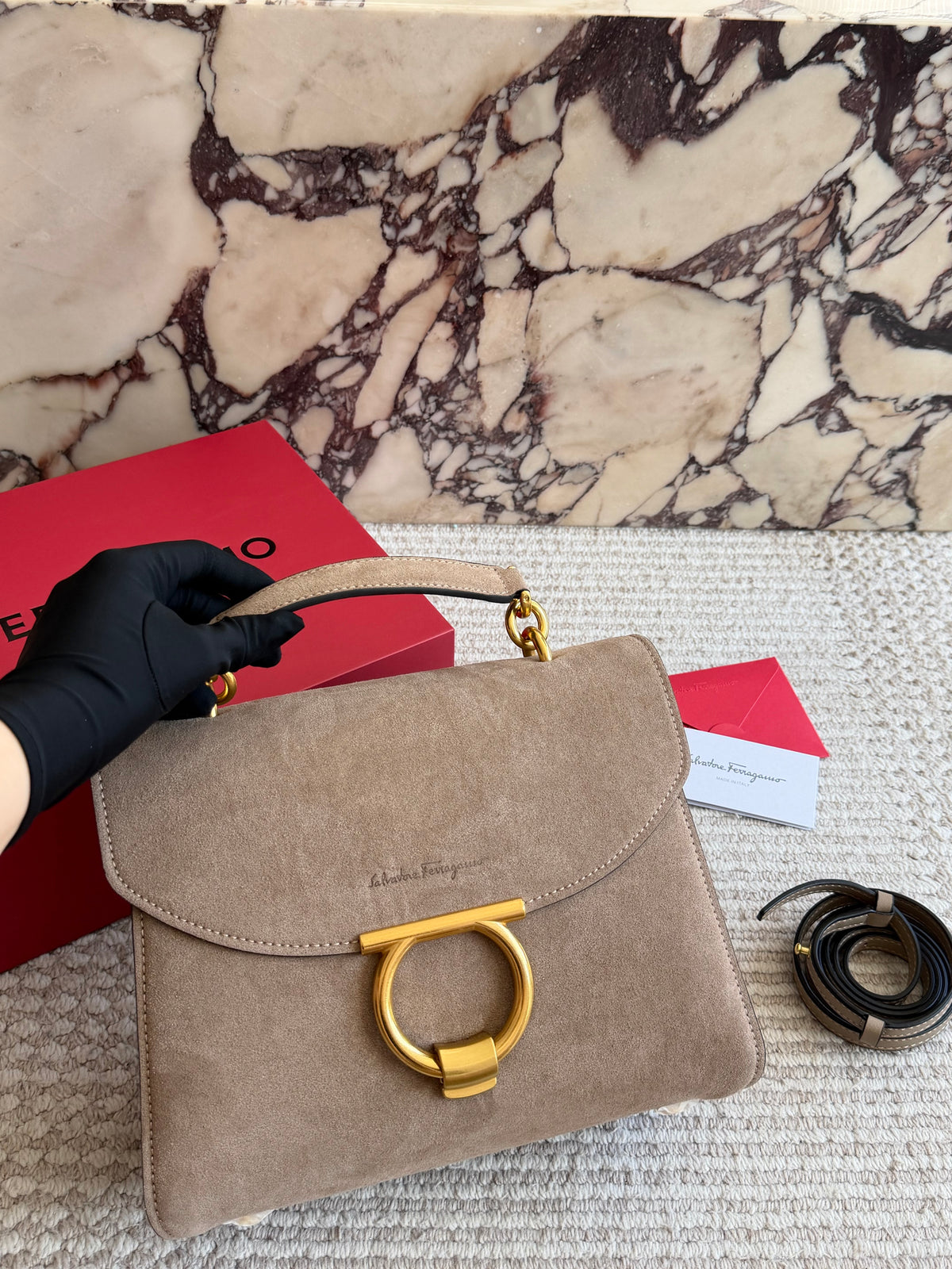Cuero | Suede Top Handle Bag