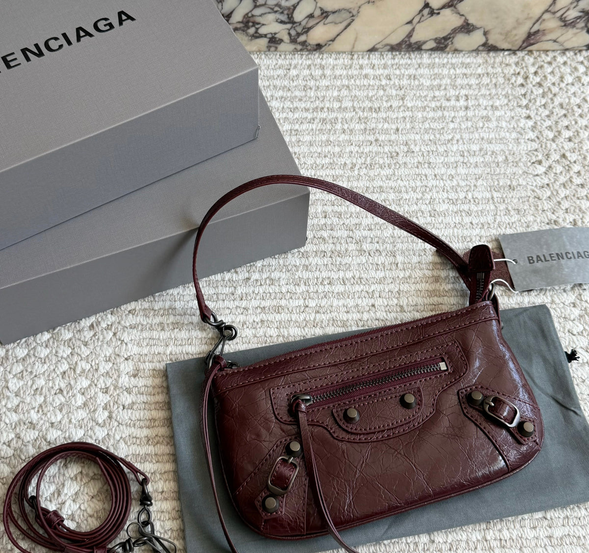 Cuero | Crackle Leather Mini Shoulder Bag