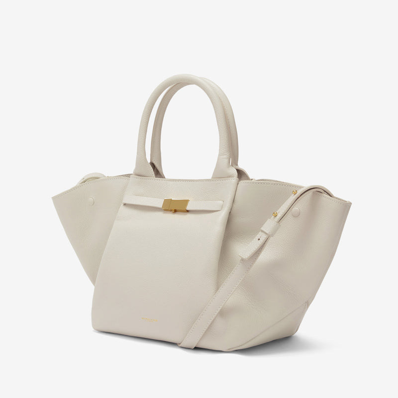 Cuero | Demellier The Midi New York Offwhite small Grain Ecru Stitching