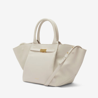 Cuero | Demellier The Midi New York Offwhite small Grain Ecru Stitching