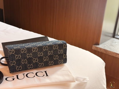 Cuero | Signature Stripe Baguette Bag - Blue