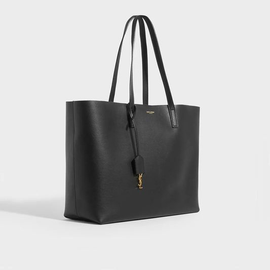 Cuero | Large Shopper Tote in Black Textured Leather