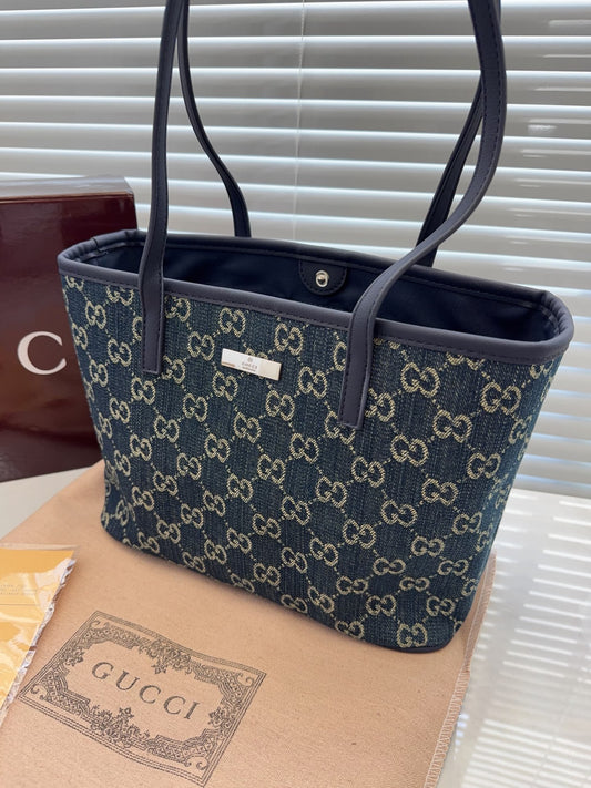 Cuero | Monogram Denim Shoulder Tote
