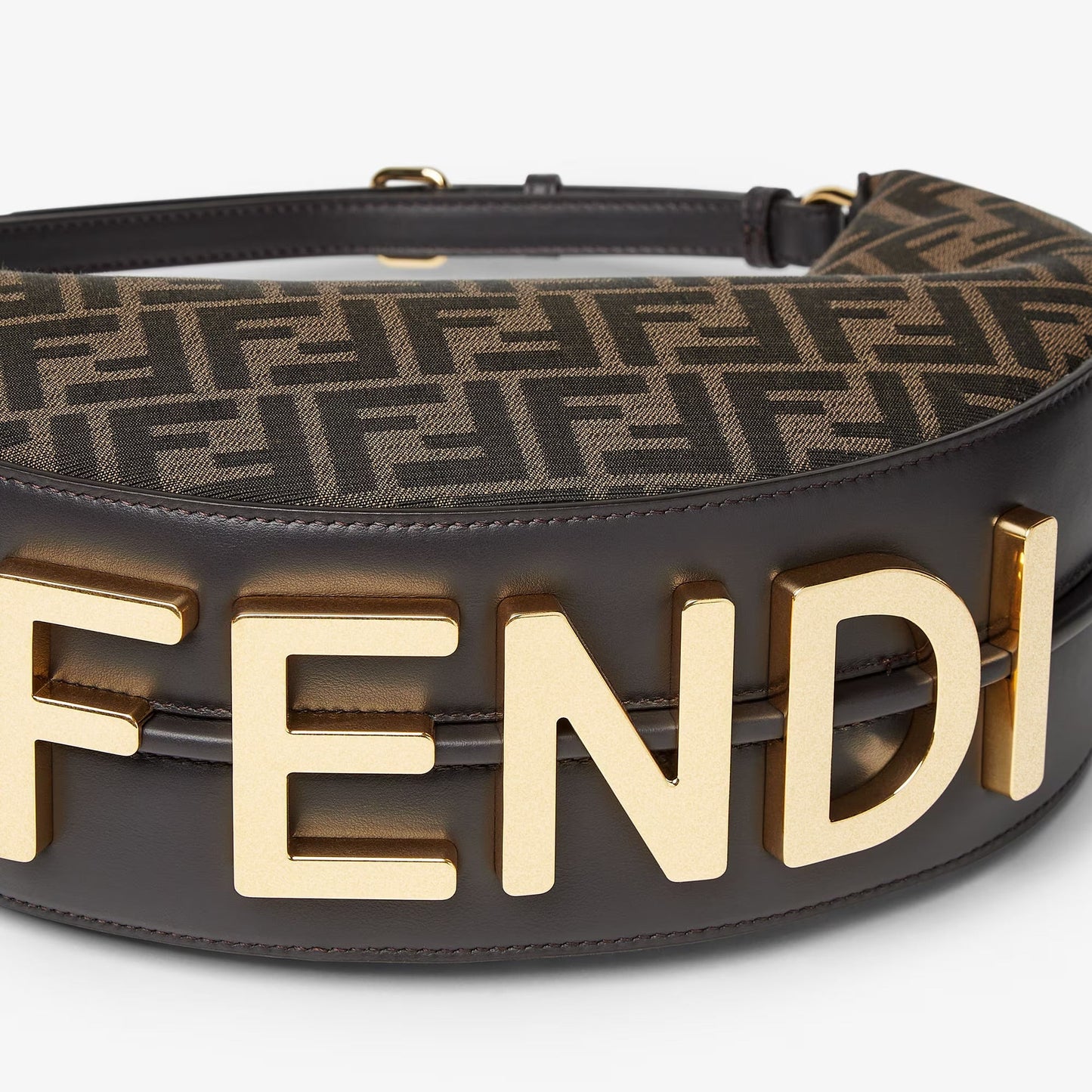 Cuero | Fendigraphy Small Brown FF jacquard fabric bag