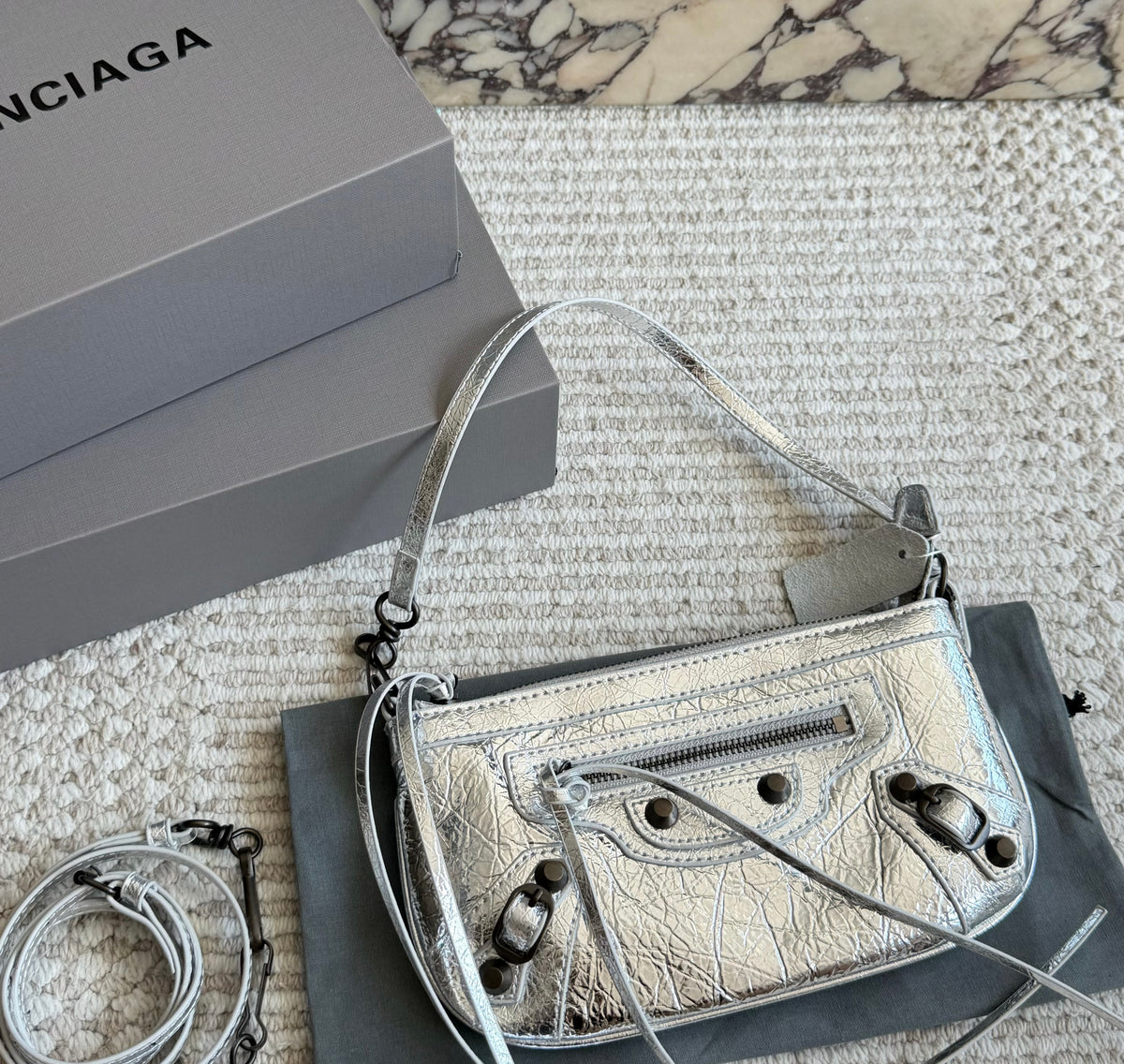 Cuero | Crackle Leather Mini Shoulder Bag
