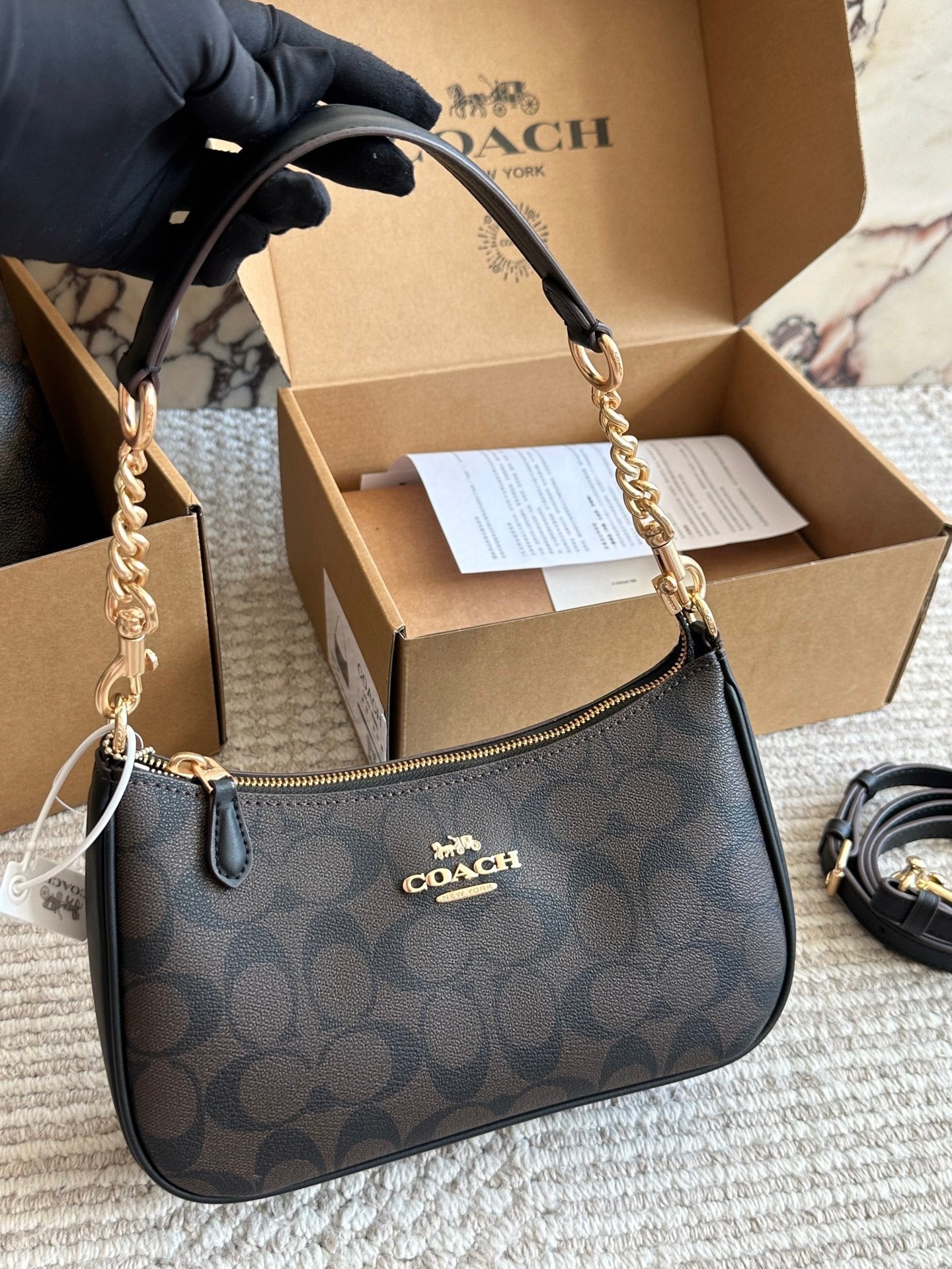 Cuero | Brown Monogram Baguette Bag