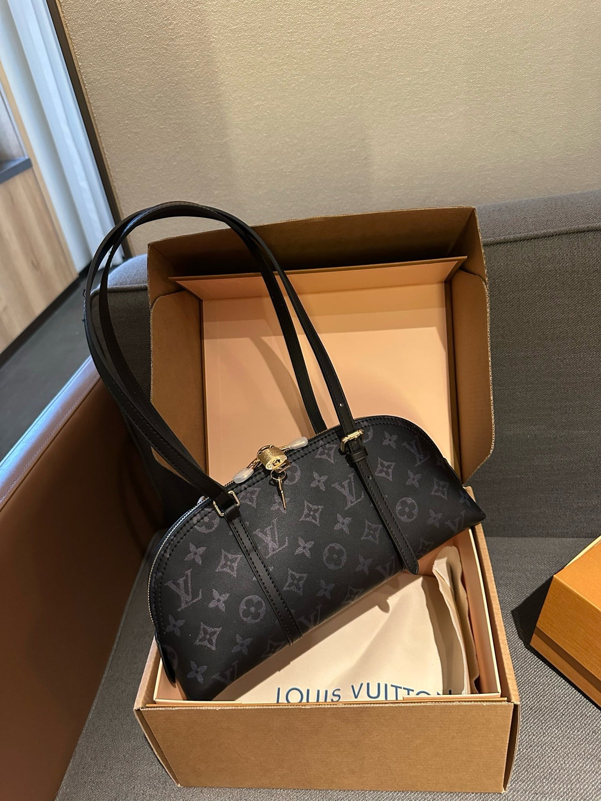 Cuero | Monogram Dome Zip Shoulder Bag - Black