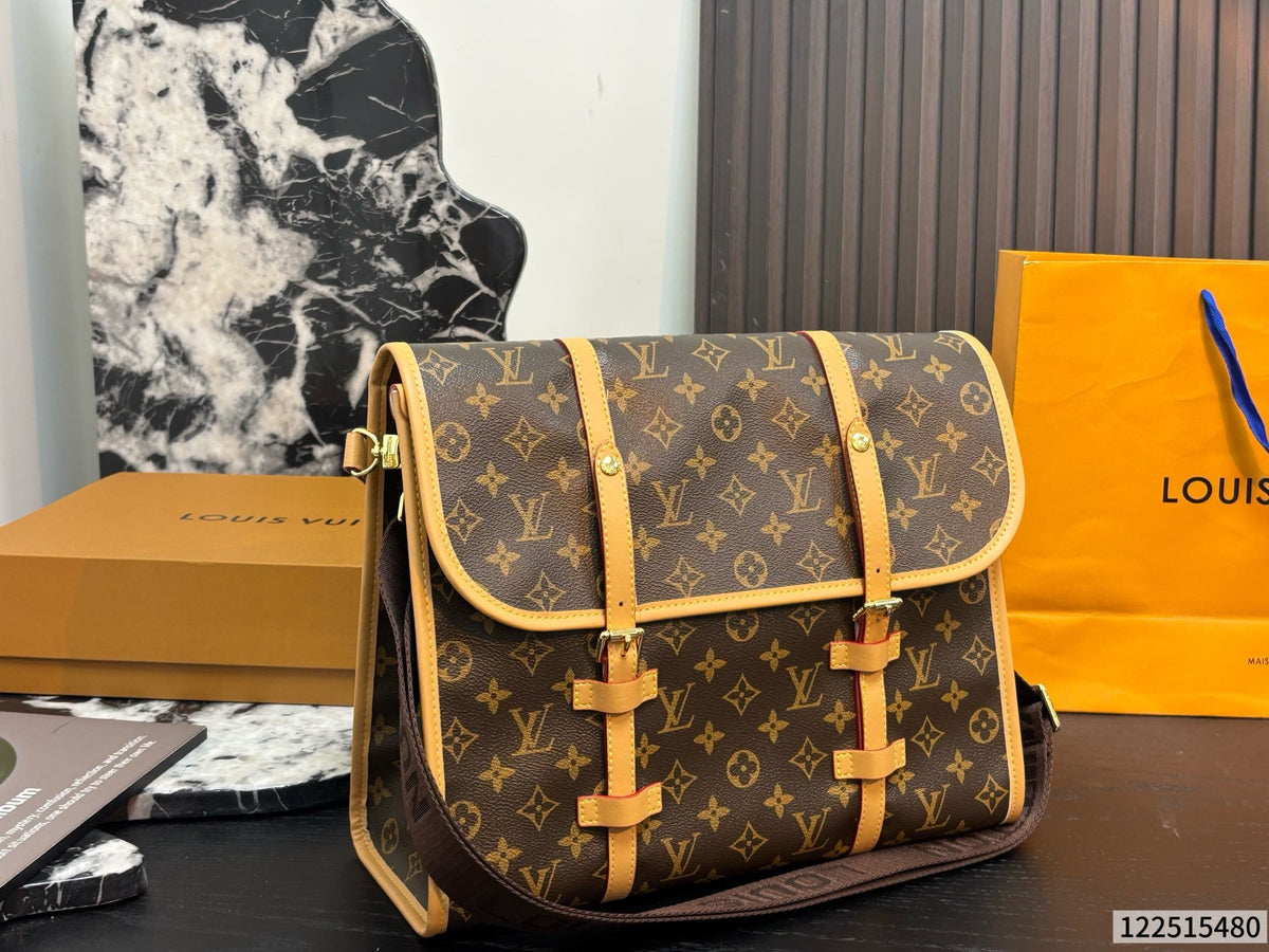 Cuero | Signature Monogram Buckle Flap Messenger Bag - Brown Monogram