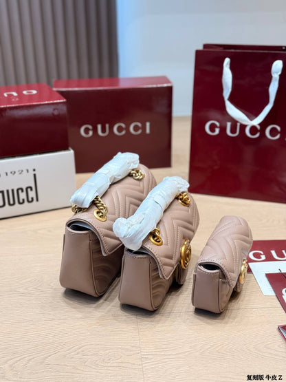 Cuero | GG Marmont Small Chevron Leather Flap Bag