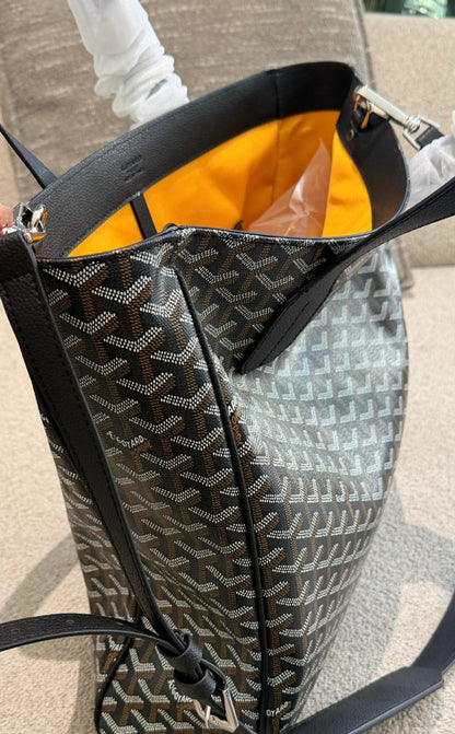 Cuero | Signature Geometric Print Tote Bag - Noir Black