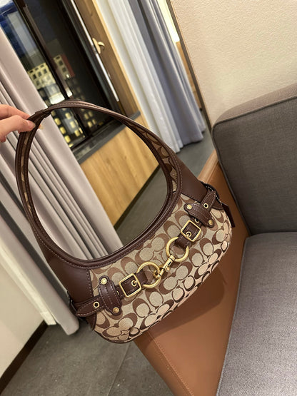 Cuero | Signature Buckle Hobo Shoulder Bag - Brown