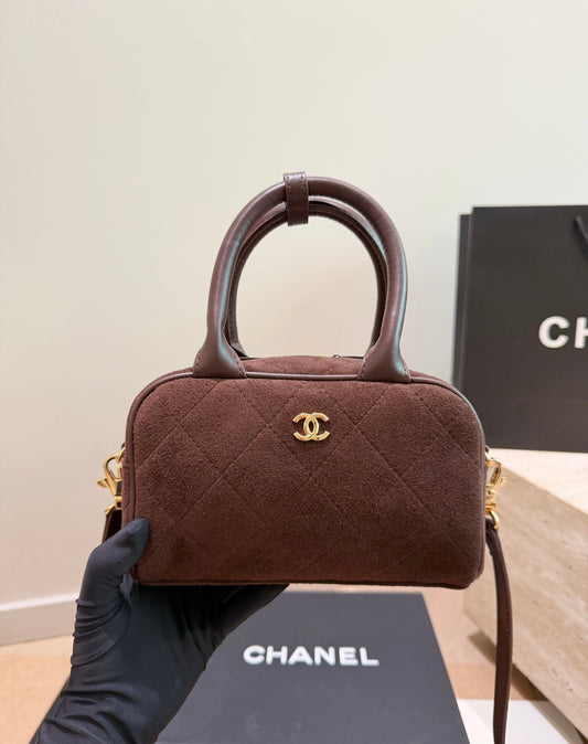 Cuero | Quilted Suede Mini Bowling Bag
