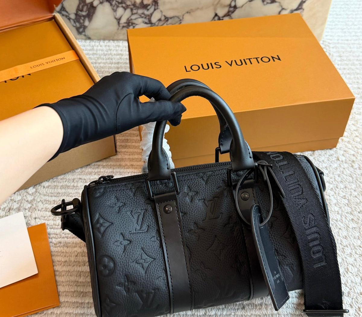 Cuero | Monogram Embossed Boston Bag