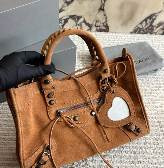 Cuero | Suede Structured Top Handle Bag