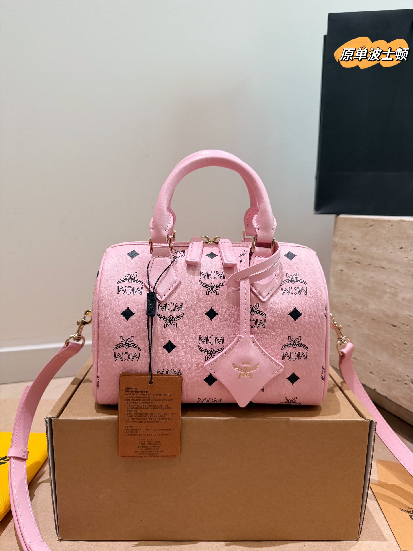 Cuero | Monogram Boston Bag Pink
