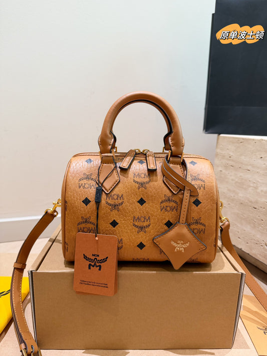 Cuero | Monogram Boston Bag Camel