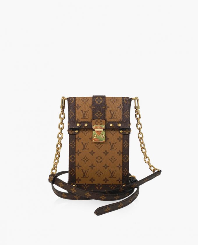 Cuero | Monogram Vertical Trunk Pochette Camel