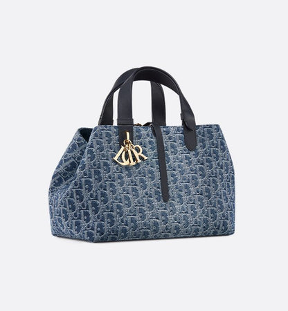 Cuero | Medium Oblique Jacquard Bag Blue Denim