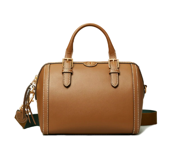 Cuero | Monogram Two-Tone Barrel Leather Crossbody Bag