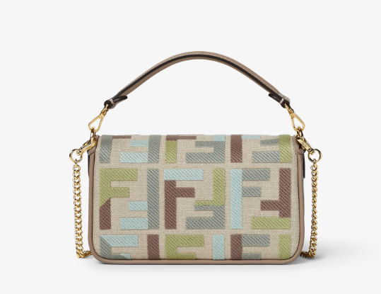 Cuero | Baguette Mini Canvas bag with multicolour FF embroidery