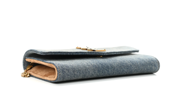 Cuero | Denim Monogram Chain Wallet Rodeo Blue Cinnamon
