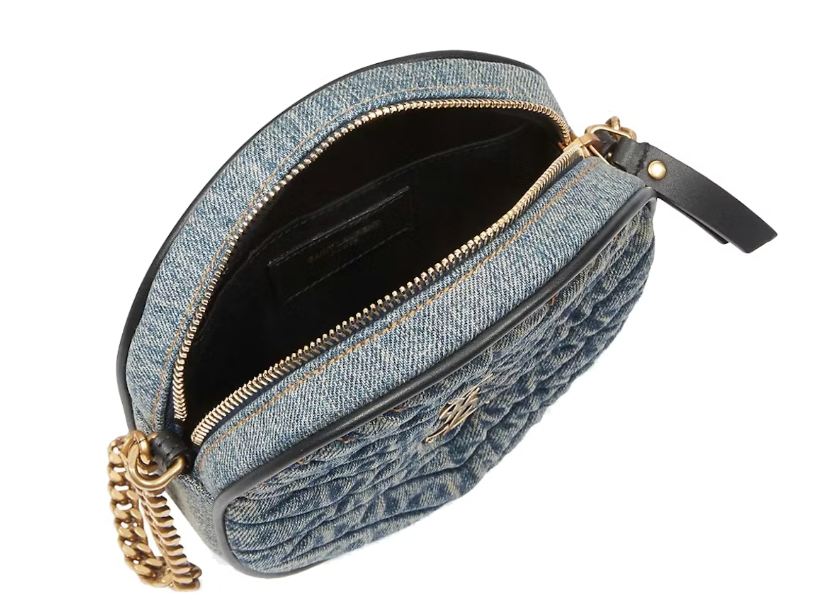 Cuero | Nile Round Mini Matelassé Denim Bag