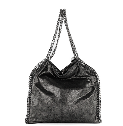 Cuero | Metallic Black Falabella Bag