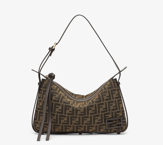 Cuero | Simply Medium Brown FF jacquard fabric bag