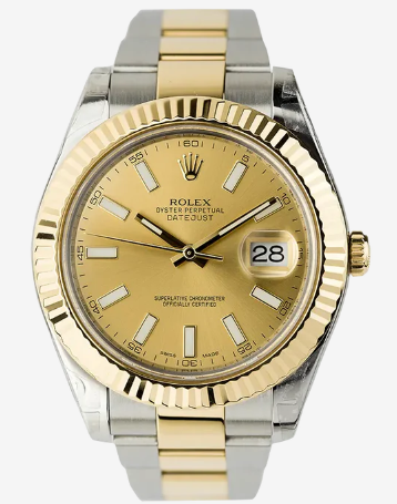 Cuero | DateJust II 41mm Steel/Gold Champagne/Index Oyster 116333