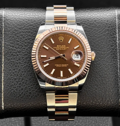 Cuero | Datejust 41MM Chocolate Dial Two-Tone Oyster Bracelet (126331)