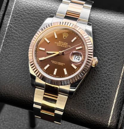 Cuero | Datejust 41MM Chocolate Dial Two-Tone Oyster Bracelet (126331)