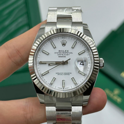 Cuero | Datejust 41 126334 White index Oyster