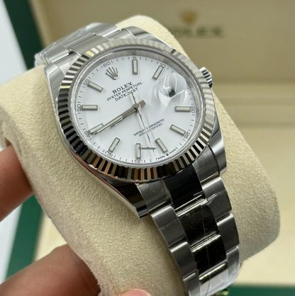 Cuero | Datejust 41 126334 White index Oyster