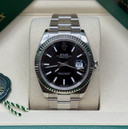 Rolex Datejust 41 Bright Black Index Dial Stainless Steel Fluted Bezel Oyster Bracelet