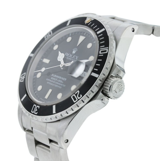 Cuero | OYSTER PERPETUAL SUBMARINER CERAMIC BEZEL WATCH BLACK WITH STAINLESS STEEL SILVER BELT