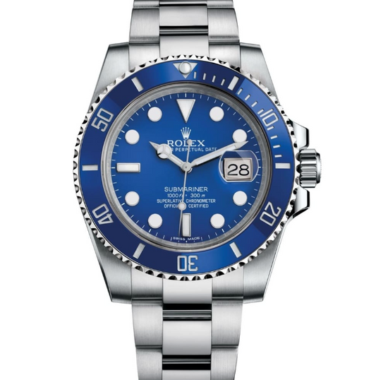 Cuero | OYSTER PERPETUAL SUBMARINER CERAMIC BEZEL WATCH BLUE WITH STAINLESS STEEL SILVER BELT