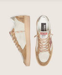 Golden Goose Women’s Ball Star in cream leather with brick-red leather star and suede inserts