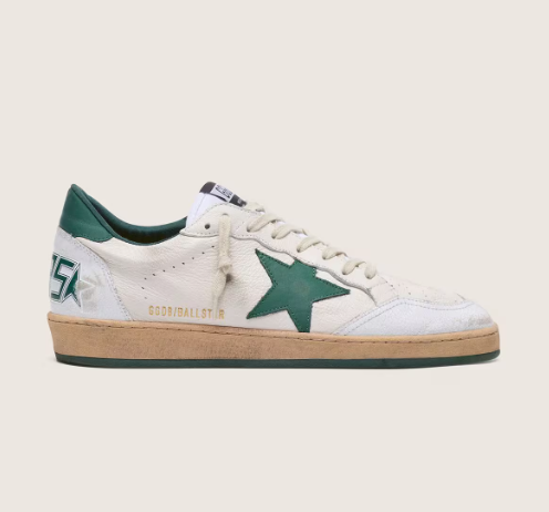 Cuero | Men's Ball Star in white nappa leather with green leather star and heel tab