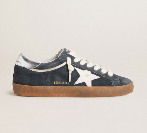 Cuero | Men's Super-Star in gray suede with white leather star and silver leather heel tab