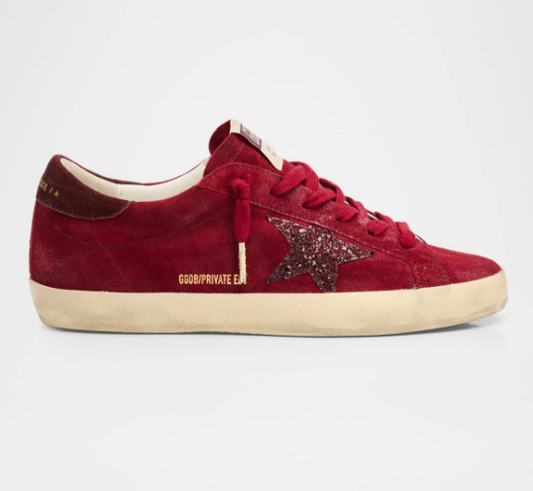 Cuero | Super-Star Suede Glitter Low-Top Sneakers