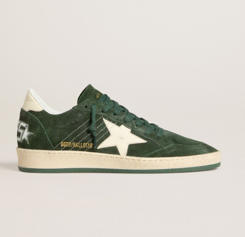 Cuero | Women's Ball Star in green suede with white leather star and heel tab