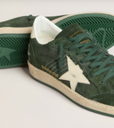 Golden Goose Women's Ball Star in green suede with white leather star and heel tab