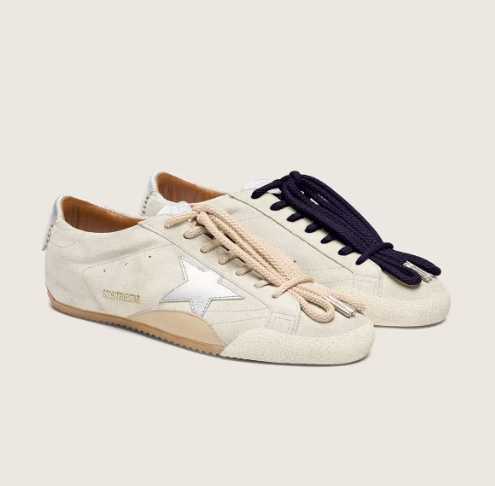 Cuero | Men's True-Star in light gray suede with metallic silver star and heel tab