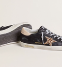 Golden Goose Women’s Super-Star in black leather with zebra-print