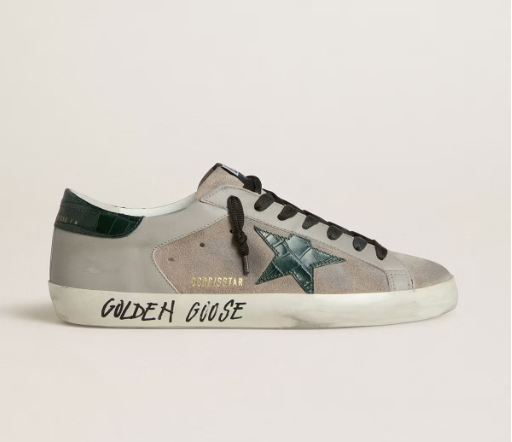 Cuero | Men's Super-Star in nappa and suede with green croc-print leather star